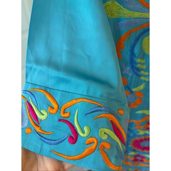 Gretchen Scott Midori Embroidered Dress – Turquoise Multi, Med $228 C17 - Picture 2 of 10